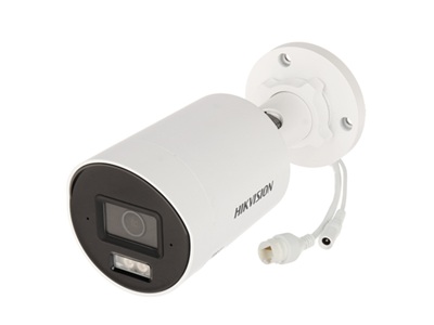 Hikvision 8MP Cámara de red tipo bala fija inteligente híbrida Acusense con luz - Micrófono incorporado - 8MP - Exterior - H265+ - Focal fija 2.8mm - 3840 × 2160 - WDR 120DB - IP67 - Micro SD
