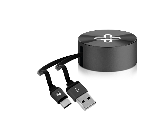 Klip Xtreme - USB-C cable - 24 pin USB-C - 4 pin USB Type A - 1 m - Black - Retractable - KLIP XTREME
