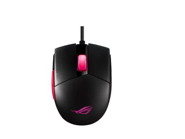 ASUS ROG Strix Impact II Electro Punk - Ratón - ergonómico - diestro y zurdo - óptico - 5 botones - cableado - USB - negro, rosa