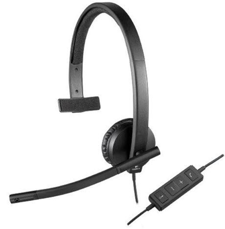 Logitech H570E Wired Headset Stereo Headphones With NoiseCancelling Microphone Usb InLine Controls With Mute Button Indicator Led PcMacLaptop  Black  Auricular  En Oreja  Cableado  Usb  Certificado Para Skype Empresarial Con Certificacin Lync 2013 - 981-000574