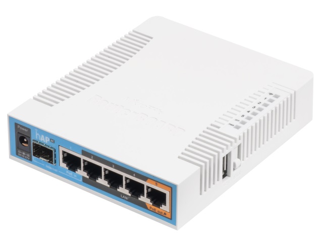 Hap Ac 5 Puertos Gigabit Ethernet 1 Puerto Sfp 1 Usb Wifi Doble Banda 3X3 80211Ac Hasta 1W De Potencia RB962UIGS-5HACT2HNT - MIKROTIK
