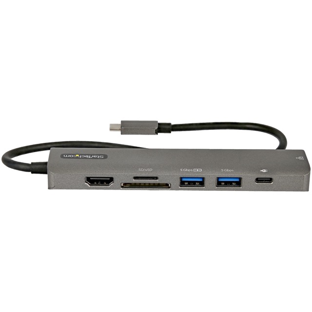 StarTech.com Adaptador Multipuertos USB C - Docking Station USB Tipo C a HDMI 2.0 4K 60Hz - Entrega de Alimentación 100W Pass-through - SD - MicroSD - Hub USB 3.0 de 2 Puertos - GbE (DKT30CHSDPD1) - Estación de conexión - USB-C / Thunderbolt 3 - HDMI - 1GbE