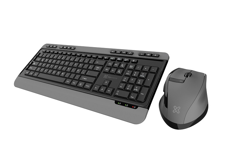 Klip Xtreme - Keyboard and mouse set - Spanish - Wireless - 2.4 GHz - Black and gray