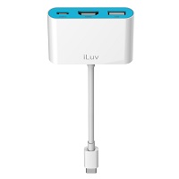 Iluv  Display Adapter  24 Pin Usb Type C  9 Pin Usb Type A  Hdmi  24 Pin Usb Type C  Glossy White  Multiport Adapter - ICB713WH