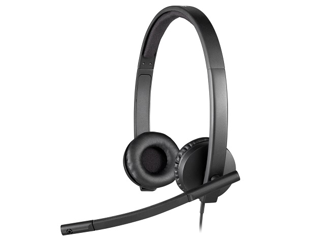 Logitech H570e Wired Headset, Stereo Headphones with Noise-Cancelling Microphone, USB, in-Line Controls with Mute Button, Indicator LED, PC/Mac/Laptop - Black - Auricular - en oreja - cableado - USB - Certificado para Skype Empresarial, con certificación Lync 2013