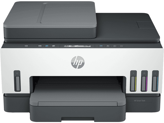 HP Smart Tank 750 All-in-One - Impresora / Escáner / Copiadora - Chorro de tinta - Color - Wi-Fi / USB 2.0 / LAN / Bluetooth LE - Duplexador automático - Incluye insumos en cajas - imprime 6000 páginas color / 12000 blanco y negro