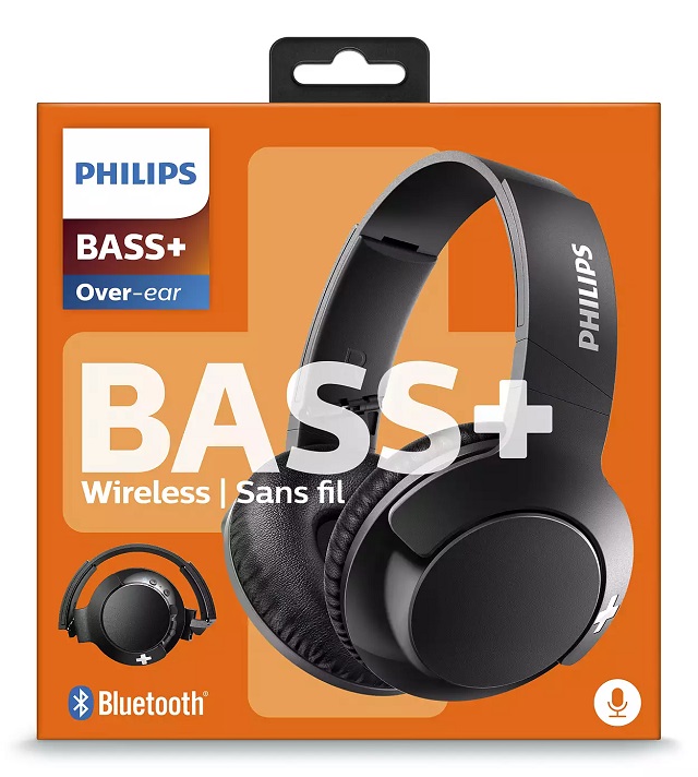 Philips Bass Shb3175Bk  Headphones With Mic  Full Size  Bluetooth  Wireless  Noise Isolating  Black - SHB3175BK/00