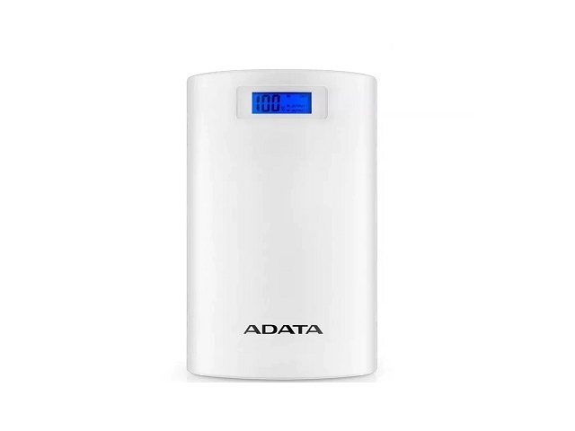 Adata P20000D  Power Bank 20000 Mah 72 Wh  21 A  2 Output Connectors Usb  On Cable MicroUsb  White - ADATA
