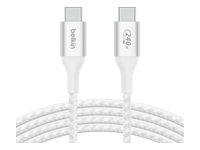 Belkin BoostCharge - Cable USB - 24 pin USB-C (M) a 24 pin USB-C (M) - USB 2.0 - 2 m - compatible con hasta 240 W de potencia - blanco