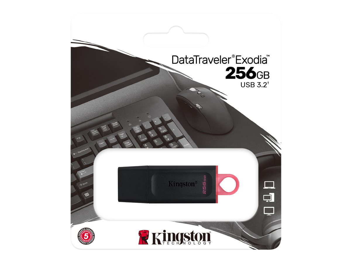 Kingston DataTraveler Exodia - Unidad flash USB - 256 GB - USB 3.2 Gen 1 - negro/rosa
