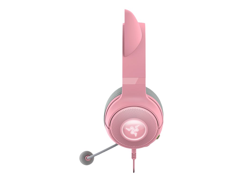 Razer Kraken Kitty V2 - Auricular - tamaño completo - cableado - USB - aislamiento de ruido - cuarzo