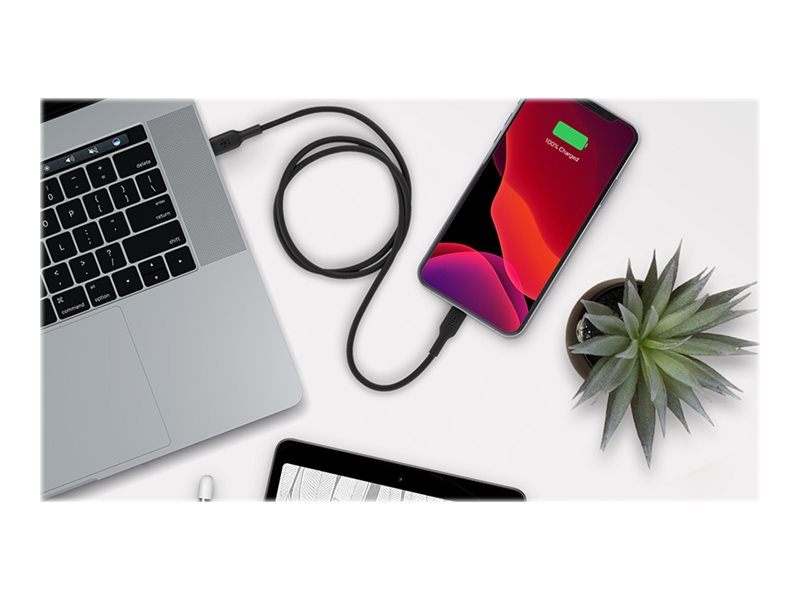 Belkin BoostCharge - Cable Lightning - 24 pin USB-C macho a Lightning macho - 1 m - negro - suministro de potencia USB (18W)