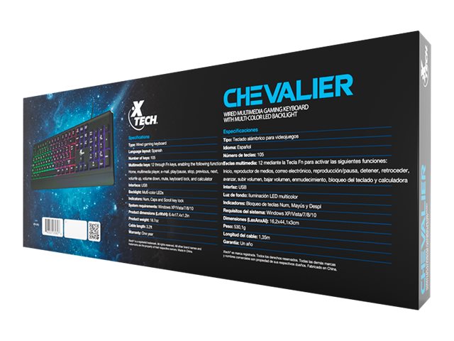 Xtech CHEVALIER XTK-505S - Teclado - retroiluminación - USB - QWERTY - español