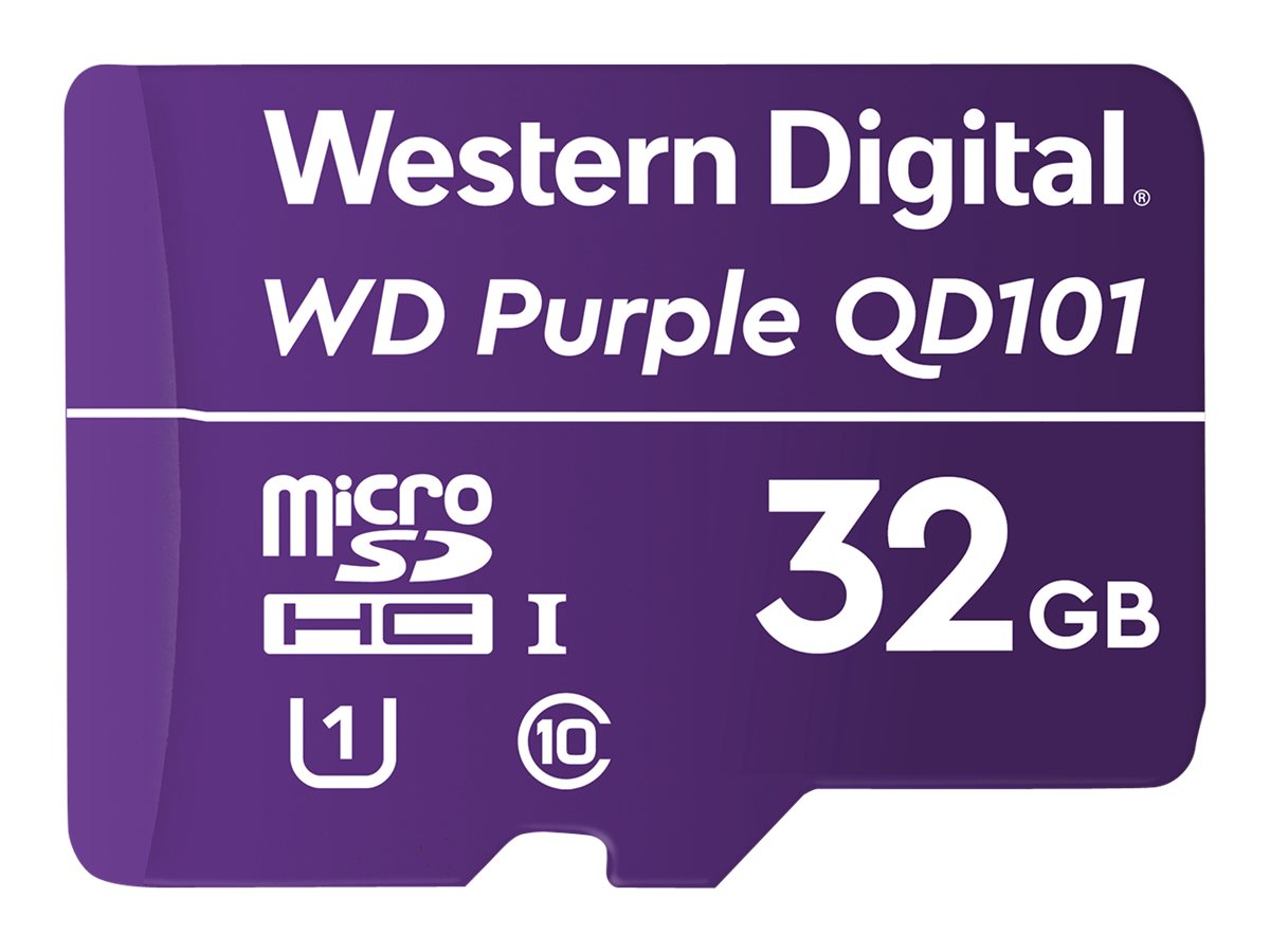 WD Purple SC QD101 WDD032G1P0C - Tarjeta de memoria flash - 32 GB - UHS-I U1 / Class10 - microSDHC - púrpura