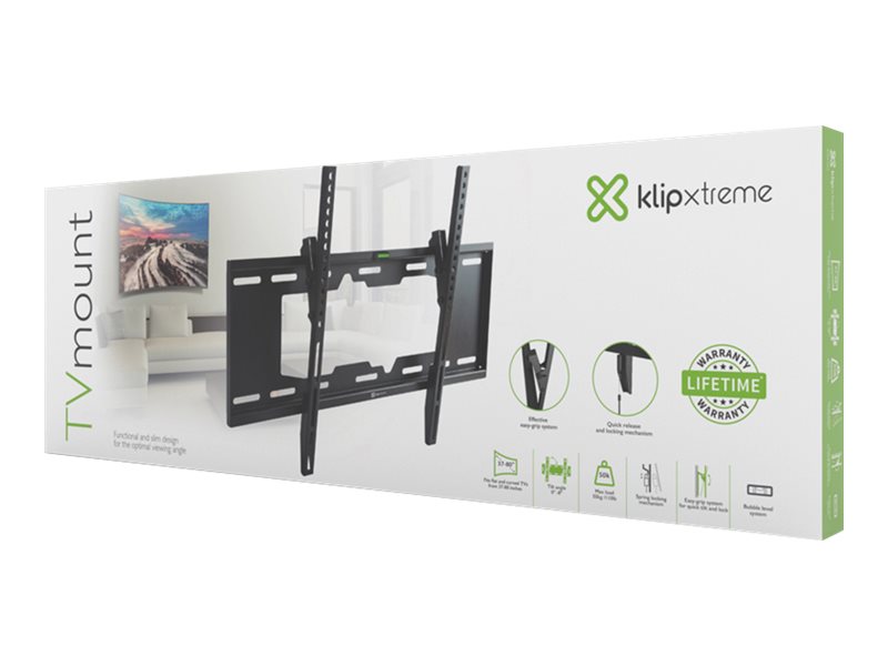 Klip Xtreme KTM-352 - Abrazadera - perfil bajo - para pantalla plana curva - bloqueable - acero - negro - tamaño de pantalla: 37"-80" - se puede instalar en la pared