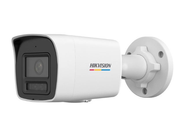 Hikvision 4MP Cámara de red tipo bala fija ColorVu con luz híbrida inteligente - Micrófono incorporado - 4MP - Exterior - H.265+ - Focal fija 2.8 mm - 2560 × 1440 - WDR 120DB - IP67