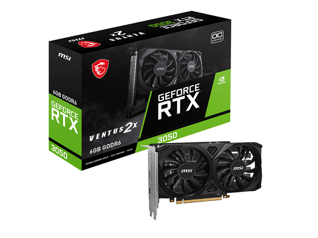 MSI - GeForce RTX 3050 VENTUS 2X 6G OC - PCI Express 4.0 x16 (x8 mode) - NVIDIA - NVIDIA GeForce RTX 3050 - GDDR6 SDRAM - HDMI / DisplayPort